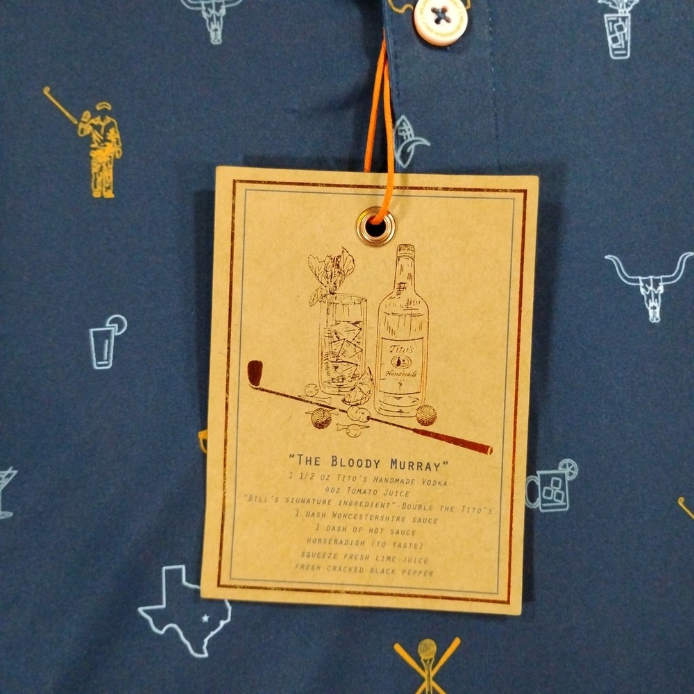 William Murray Tito's Handmade Vodka Polo Shirt Mens XL Blue Golf Performance - Picture 7 of 11